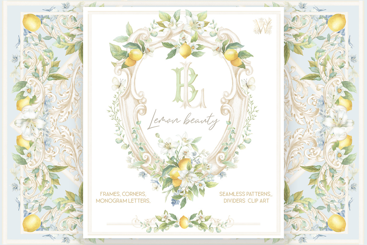 Lemon Lily Wedding Watercolor Bundle, a Decorative Illustration by WonderWonder (Photo 1 of 13)