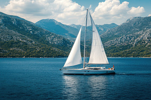 Luxury sailboat yacht with white sai, a Photo by Iftikhar Alam