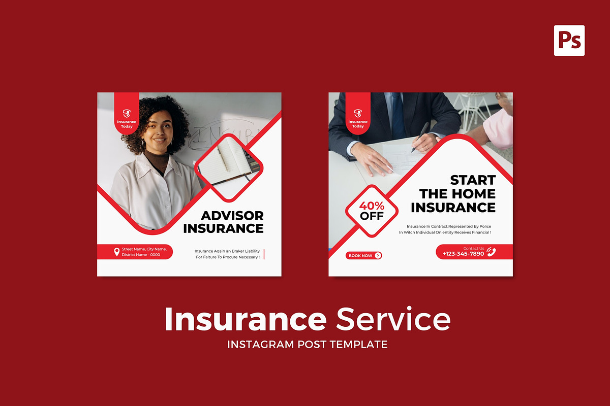 Insurance Service Instagram Post, a Social Media Template by CavenArt (Photo 2 of 5)