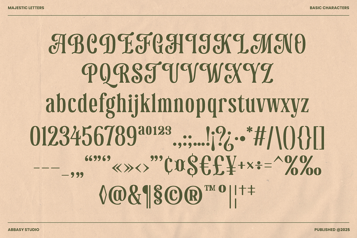 Majestic Letters, a Serif Font by Abbasy Studio (Photo 4 of 11)
