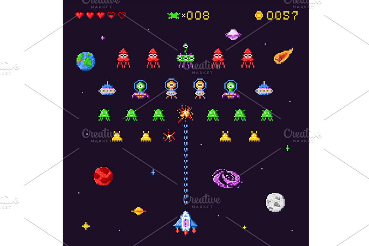 Space invaders game. Spaceship, a Technology Illustration by Stock-Smart-Start
