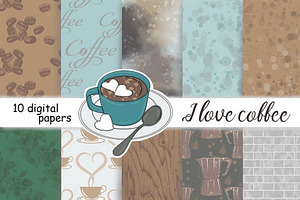 I Love Coffee Pattern, a Pattern Graphic by GlamArtZhanna