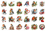 Watercolor Christmas Robin Clipart, an Illustration by SinaCreation (Thumbnail 2 of 7)