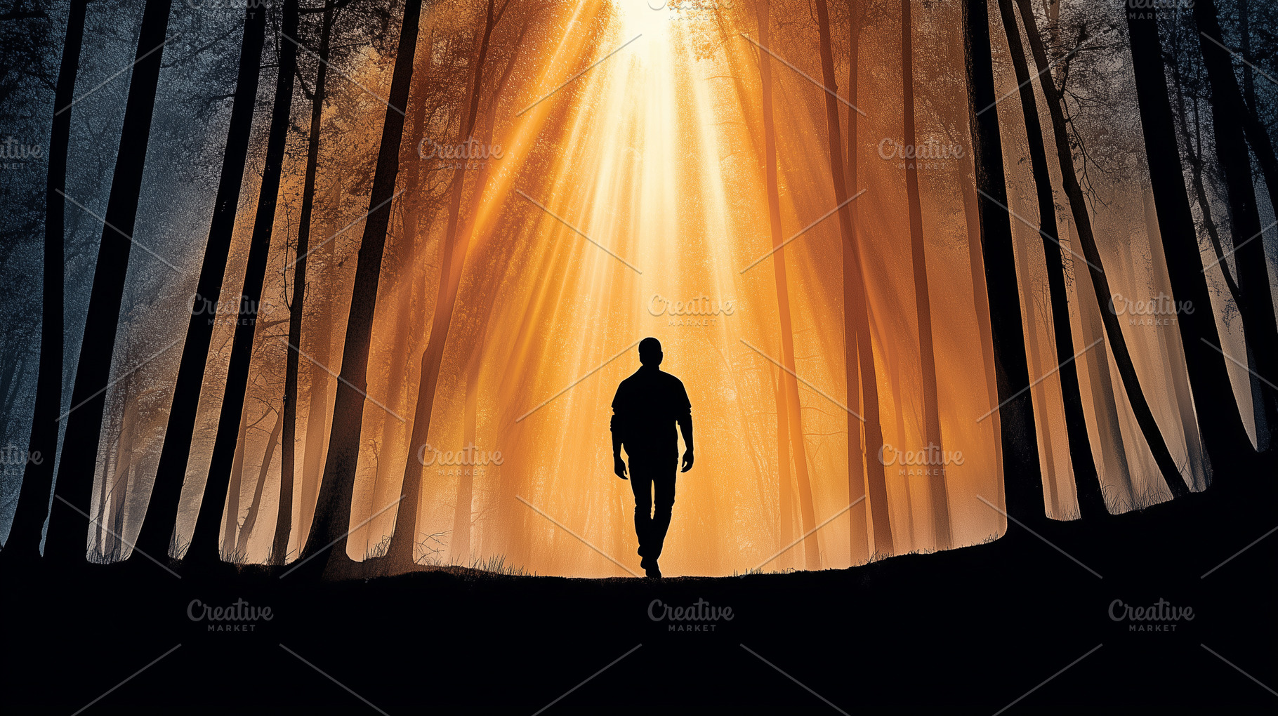 Silhouette of a man walking in dark, a Nature Photo by MistyDay