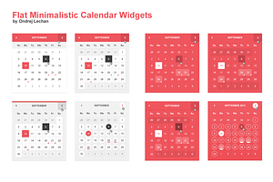Flat Minimalistic Calendar Widgets