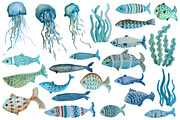 Watercolor Fish Set, an Illustration by RalucaGheorghe (Thumbnail 2 of 5)