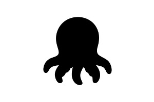 Cartoon octopus silhouette with, an Animal Illustration by GraphiShop