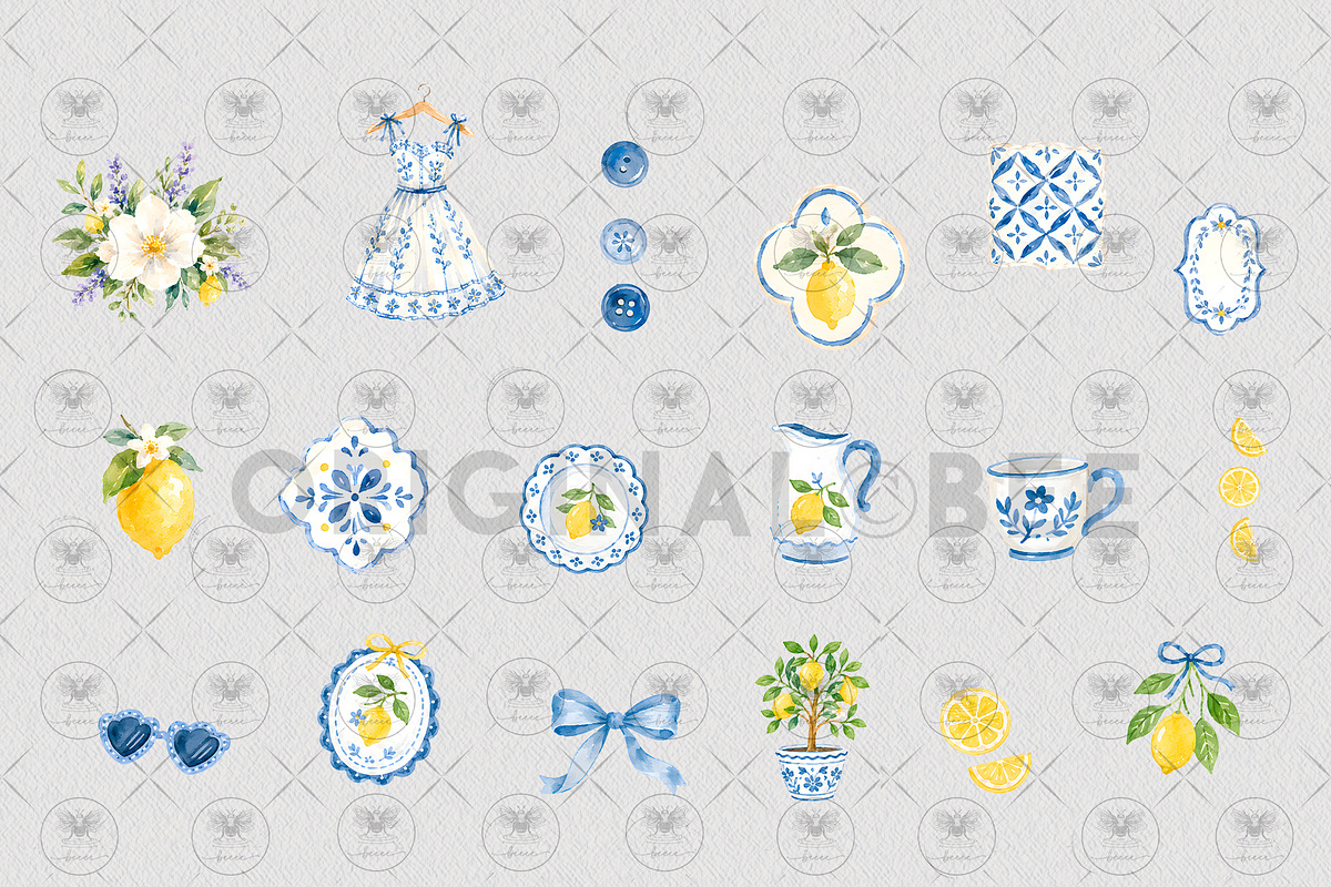 Italian Majolica Tile Clipart, a Decorative Illustration by BigCakeBee (Photo 3 of 4)