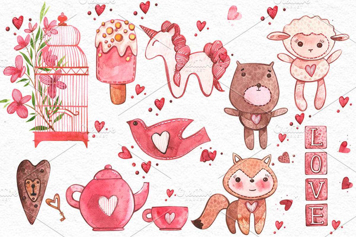 Valentine's day Clipart, an Animal Illustration by Ann Astro (Photo 4 of 8)