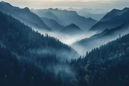 Misty mountain landscape stock photo, a Nature Photo by Virgo Studio