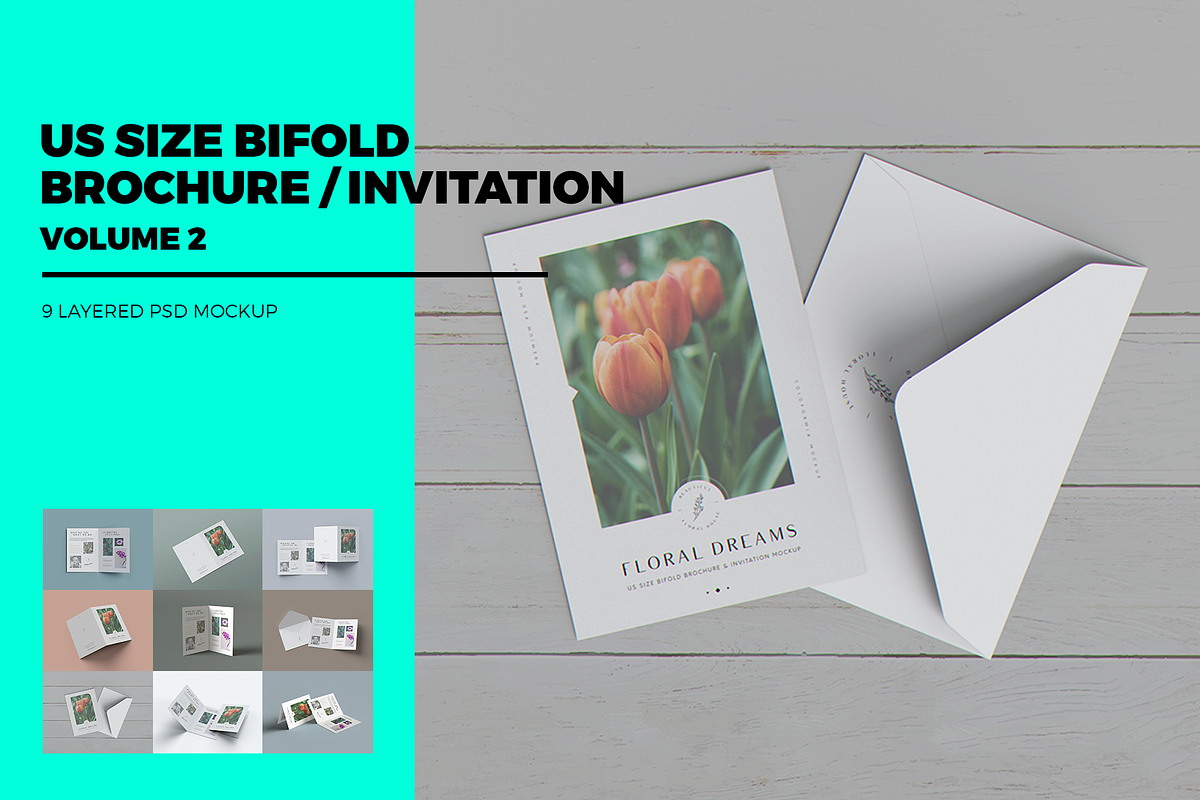 US Size Bifold Brochure MockUp, a Brochure Template by coloformia (Photo 1 of 12)