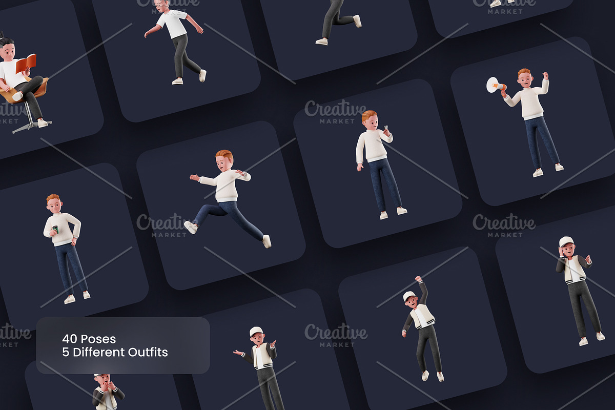 3D Character Pose Library, a Templates & Theme by Framley (Photo 4 of 4)