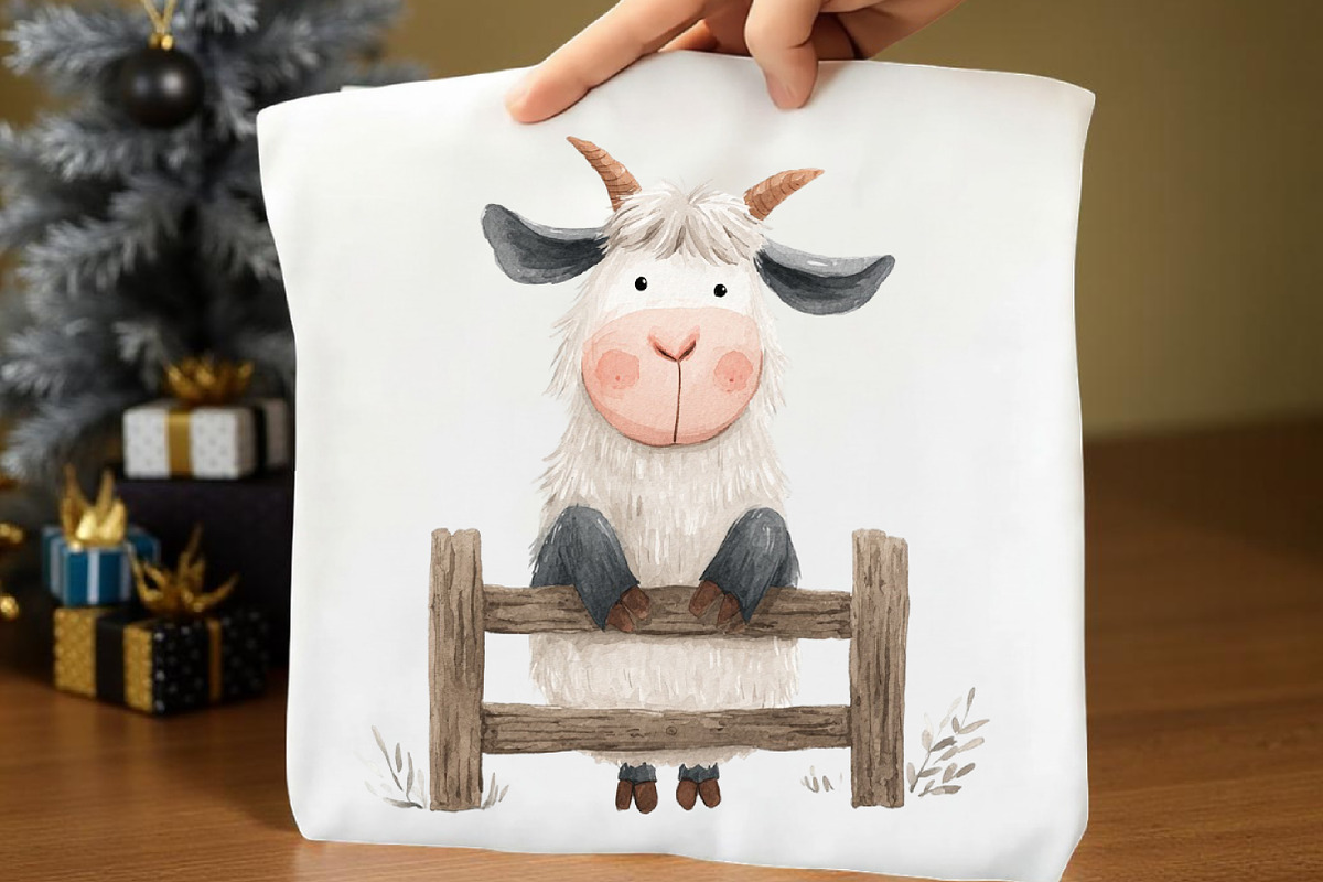 Watercolor Funny Farm Animal Clipart, a Seasonal Illustration by Rose Art (Photo 6 of 7)