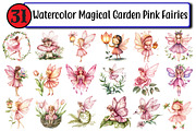 Watercolor Magical Garden Pink Fa, an Illustration by Design Market (Thumbnail 1 of 3)