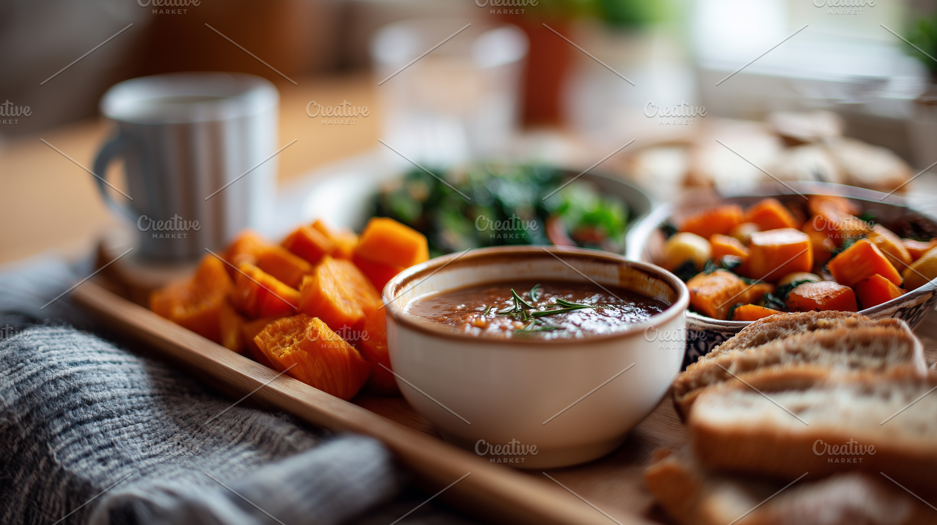 Cozy homemade meal with vegetable, a Food & Drink Photo by MistyDay