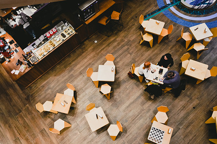 Modern Cafe Interior Top View
