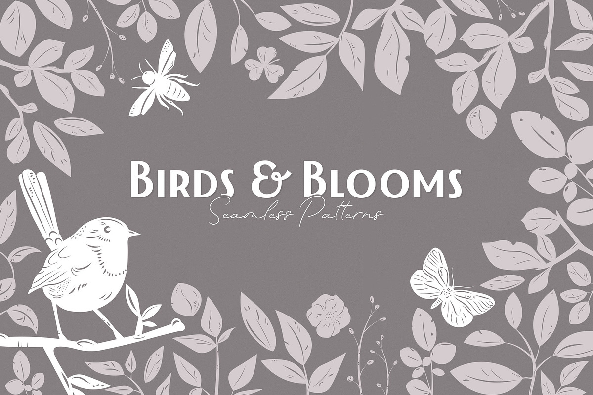 Birds & Blooms Seamless Patterns, a Pattern Graphic by pixelbuddha.net (Photo 1 of 8)