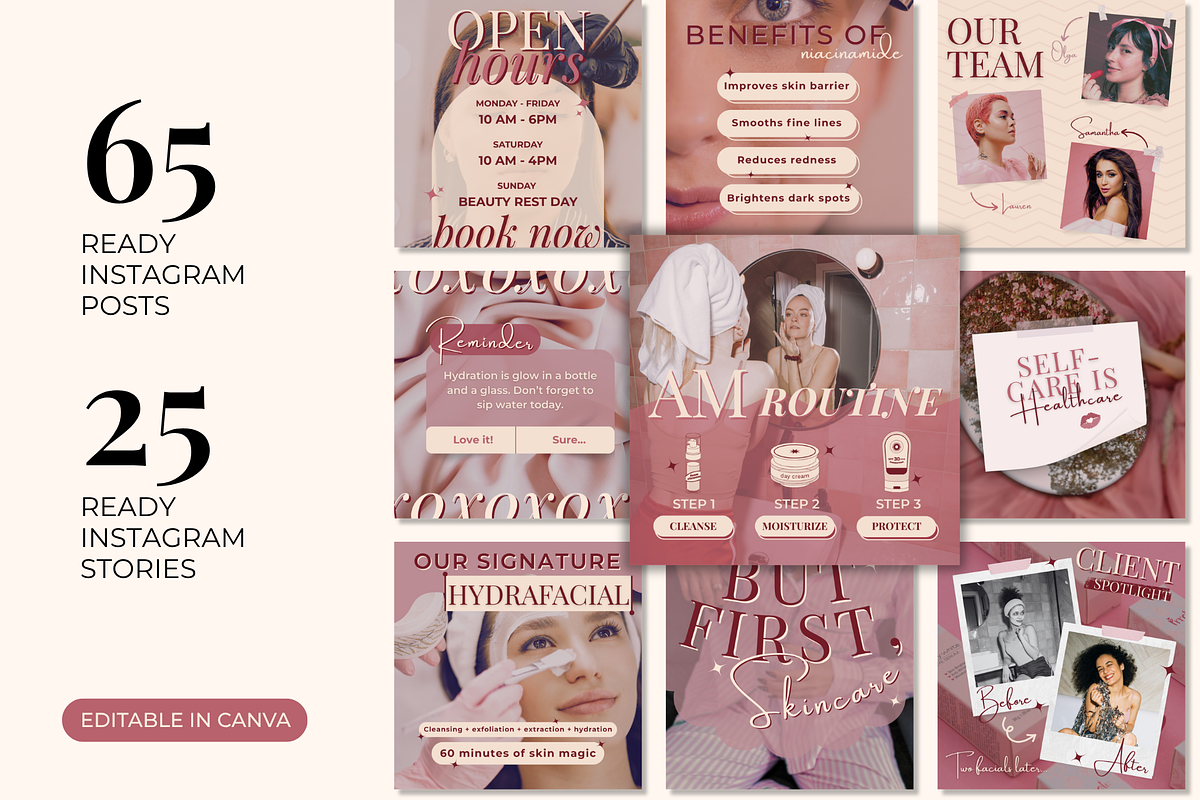 Feminine Pink Instagram Templates, a Social Media Template by Boldette Studio (Photo 2 of 7)