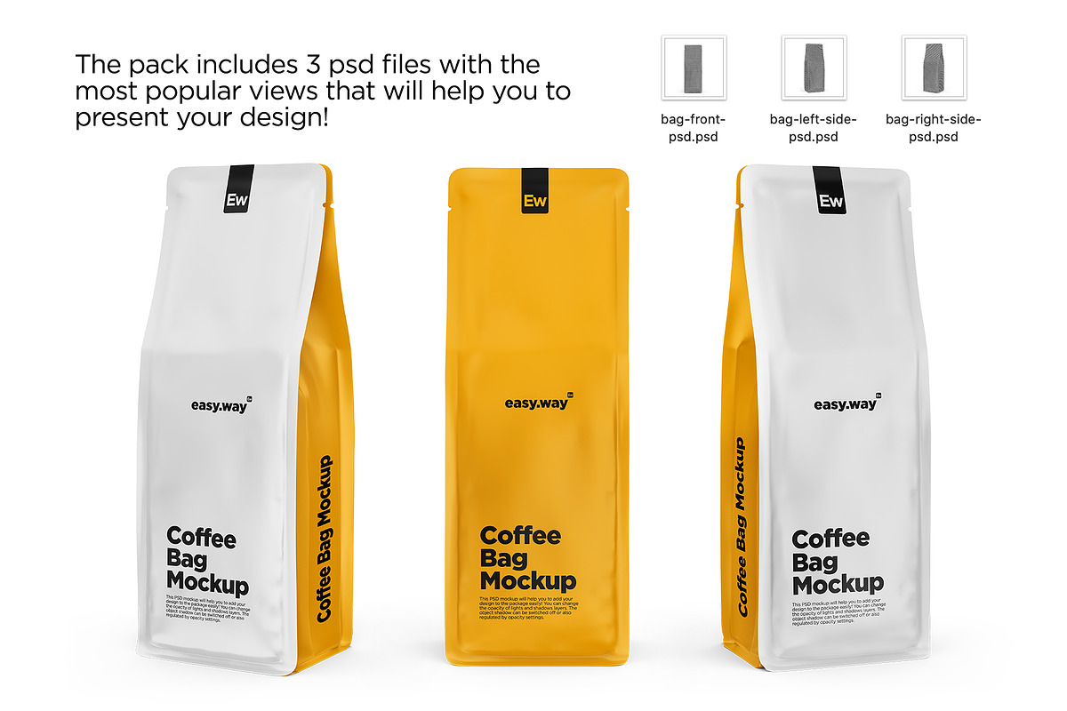 Coffee Bags PSD Mockups, a Packaging Mockup by easy.way (Photo 2 of 7)