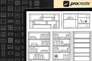170 Shelf  Procreate Stamps Brush, a Brush Add-On by DrawingStoryShop (Thumbnail 3 of 6)