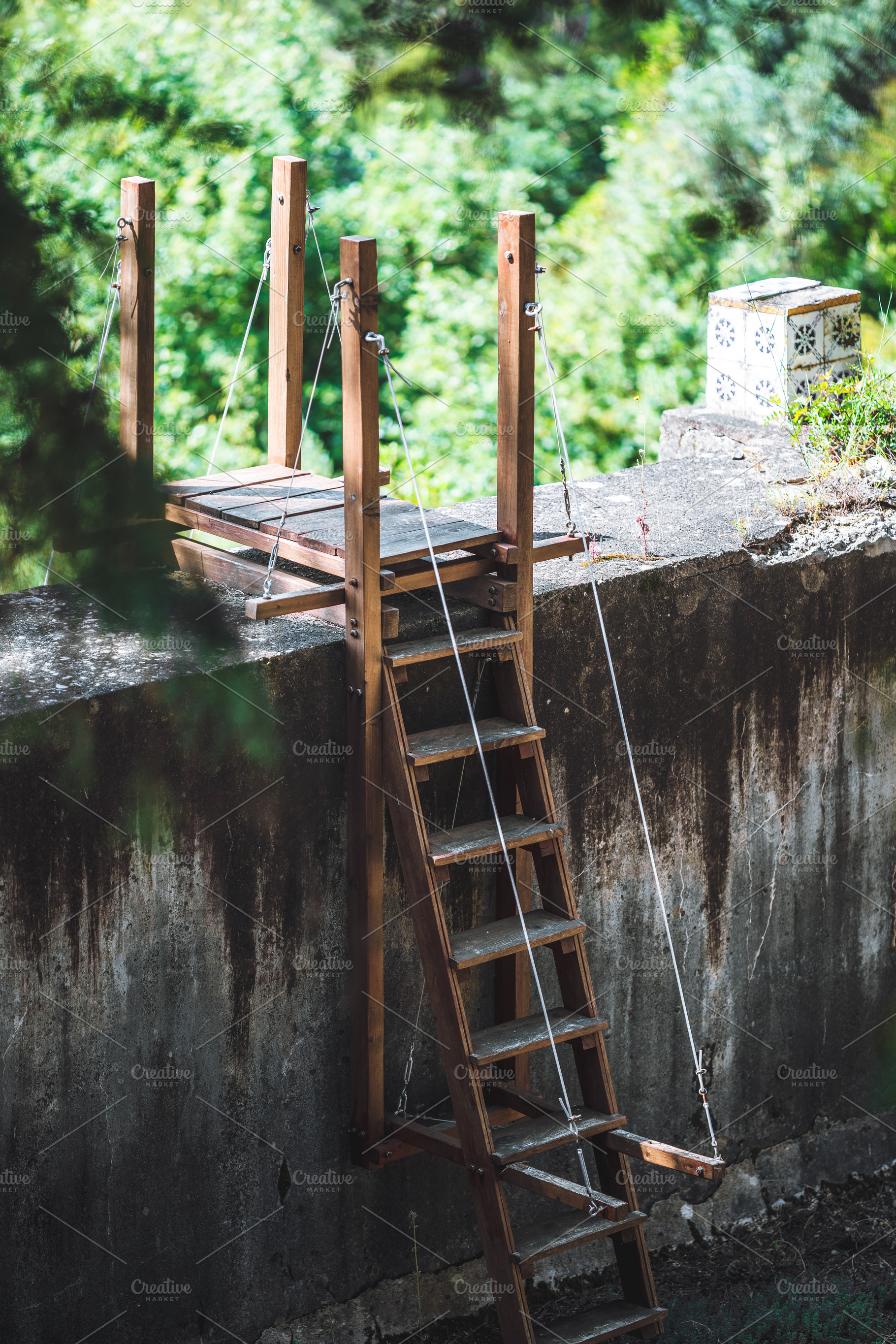 Handmade Ladder In Old Pool, an Architecture Photo by SkyNext