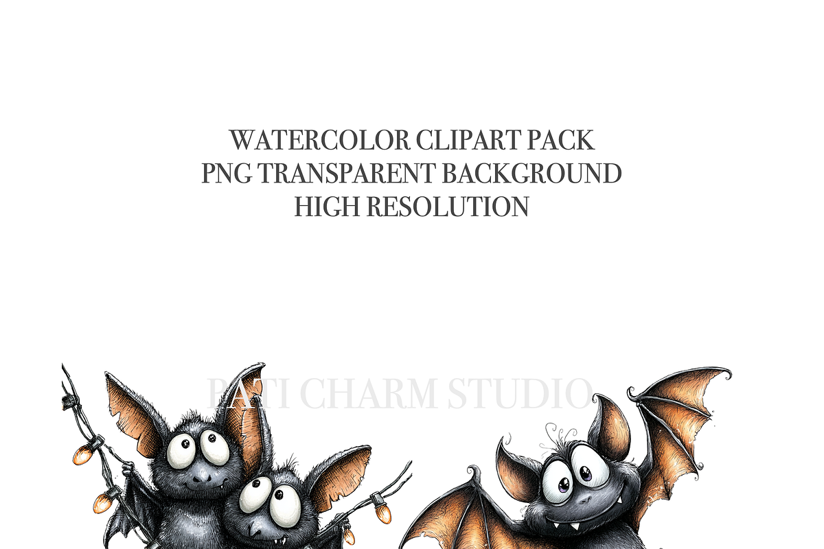 25 Quirky Bat Clipart, an Animal Illustration by Pati Charm Studio (Photo 5 of 8)