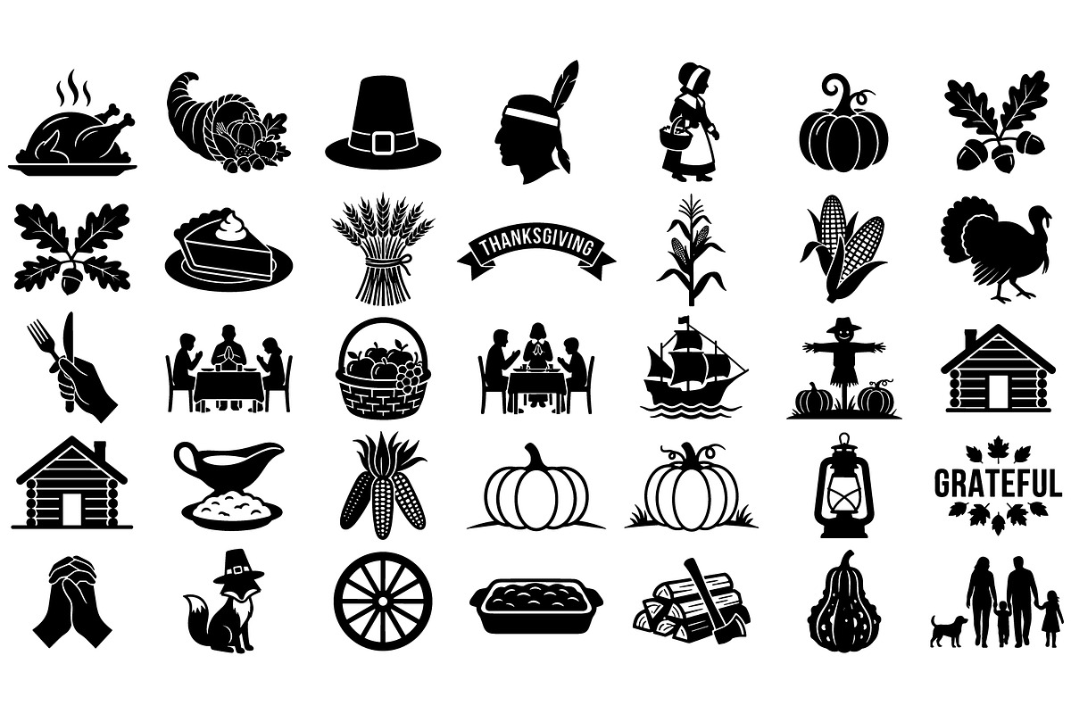 Thanksgiving Silhouette Bundle | SVG, a Seasonal Illustration by musafir_fashion (Photo 1 of 6)