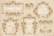 Vintage frames & seamless background, a Decorative Illustration by Astarta (Thumbnail 1 of 4)