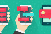 Chat Messaging Notification on Phone, an Illustration by vladwel (Thumbnail 1 of 4)