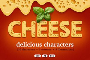 Cheese delicious characters set