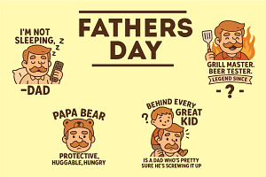 Funny Father’s Day Cartoon, a Person Illustration by Dikdoots
