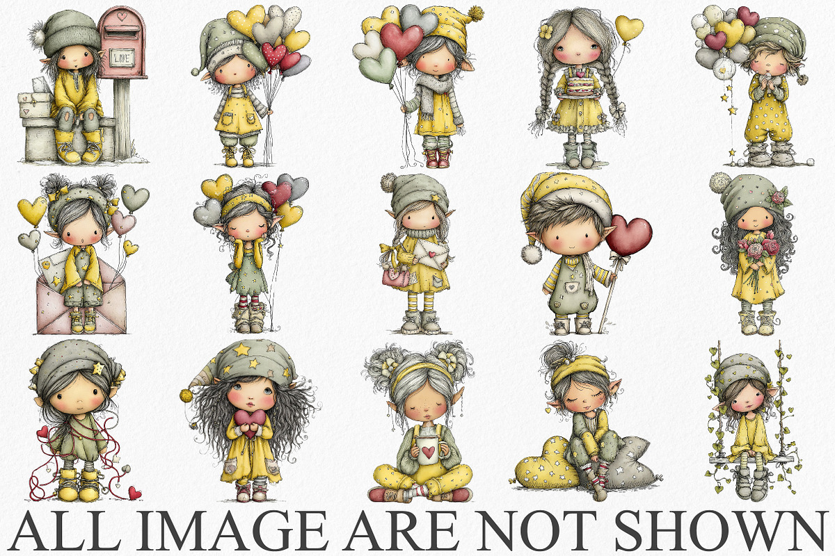 Whimsical Valentine Elf Clipart, an Illustration by Canvas Craft (Photo 3 of 6)