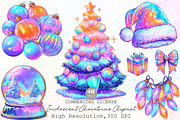 Iridescent Christmas Clipart Bundle, an Illustration by Sublimation Artist (Thumbnail 1 of 6)