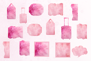 Watercolor Pink Planner Clipart