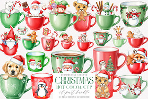 Cute Christmas Hot Cocoa Cup Clipart, an Illustration by SinaCreation