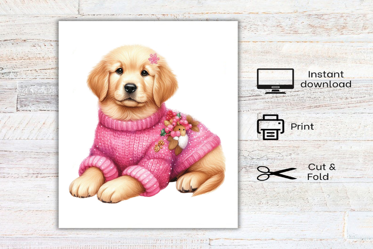 Pink Jumper Animals Christmas, an Illustration by Canvas Craft (Photo 8 of 8)