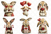 Whimsical Valentines Bunny Clipart, an Illustration by Black Bird Studio (Thumbnail 2 of 6)
