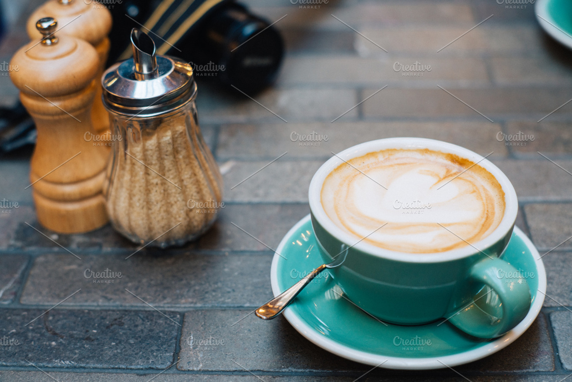 Green Latte Cup for lunch, a Food & Drink Photo by HBStocks