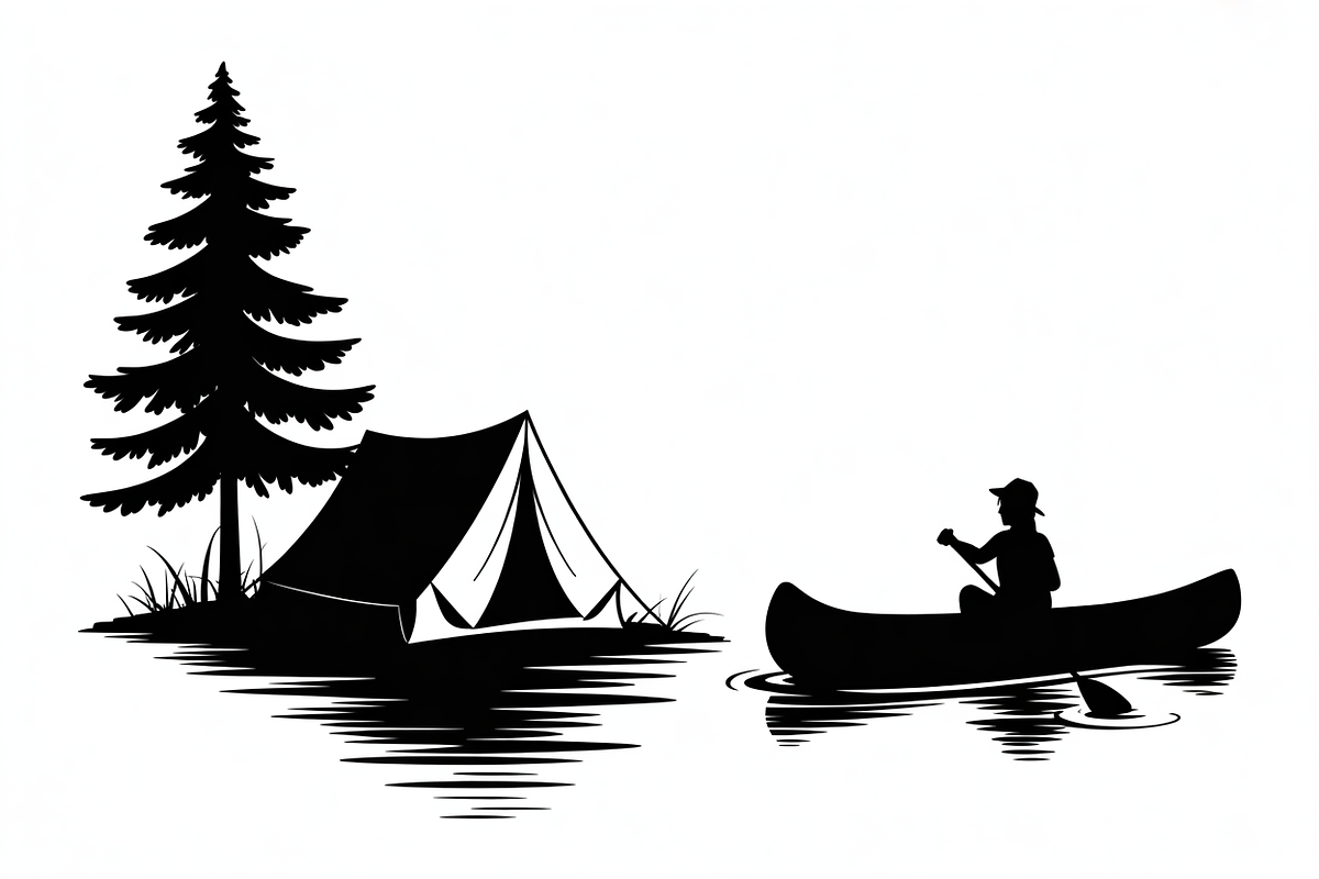 camping and canoe lake vector, an Illustration by Amazin_art (Photo 7 of 17)