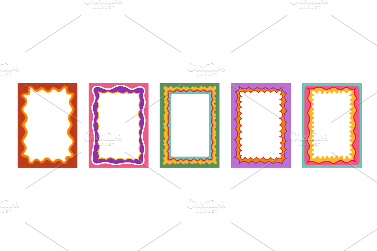 Scallop y2k groovy wavy borders, an Object Illustration by Buch&Bee