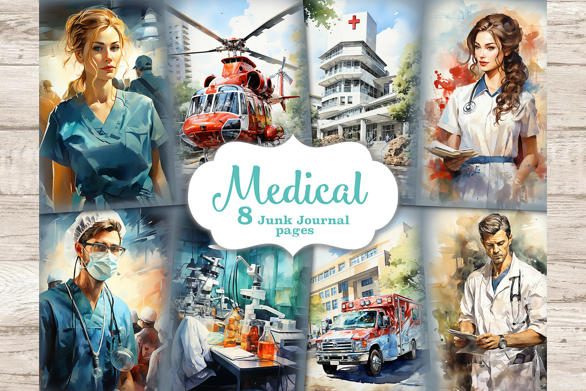 Medical Junk Journal Pages | Nurse, a Work Illustration by GlamArtZhanna (Photo 1 of 9)