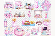 Cozy Pajama Party Clipart Set, a Healthcare Illustration by GlamArtZhanna (Thumbnail 7 of 8)