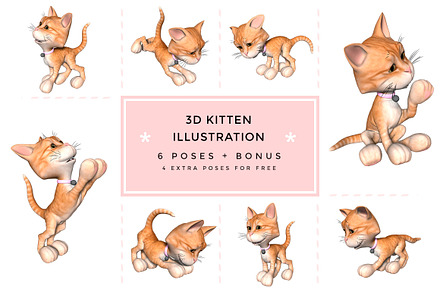 3D Toon Kitten Character