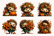 Whimsical Autumn Hedgehog Clipart, a Seasonal Illustration by Designworld (Thumbnail 5 of 10)