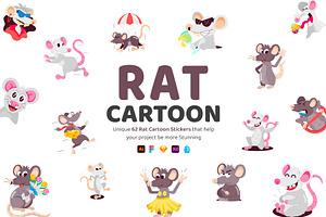 Rat Cartoon Sticker Pack, an Emoji Icon by Vectors Market