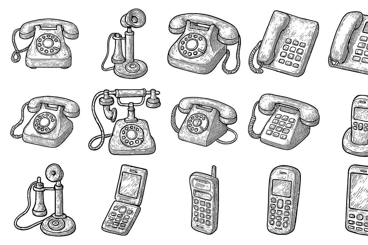 HandDrawn Telephone Icon Collection, an Illustration by Sempu