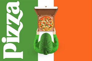 Pizza delivery by courier MockUp
