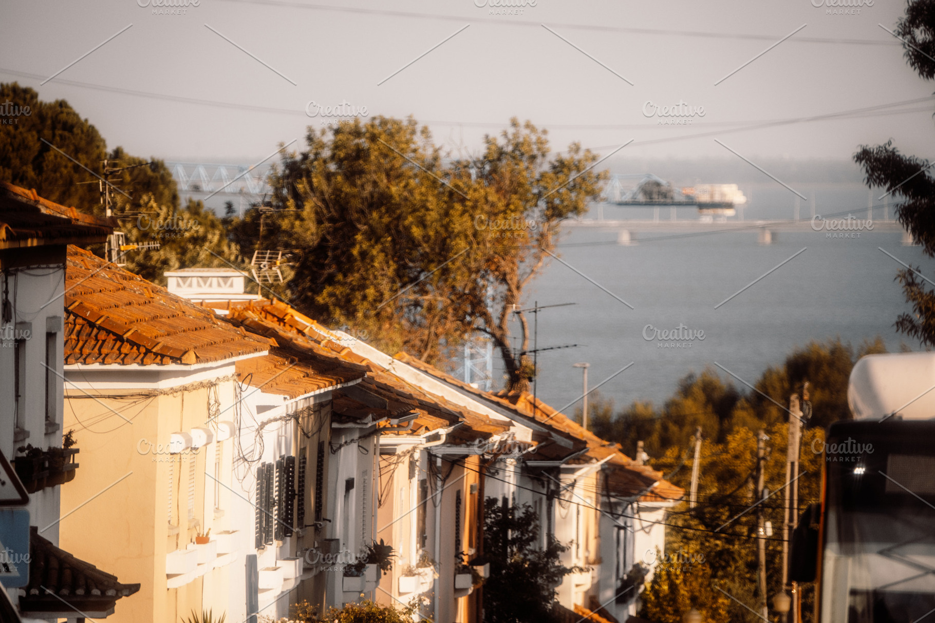 Riverside Homes Overlook Cargo Ship, an Architecture Photo by SkyNext