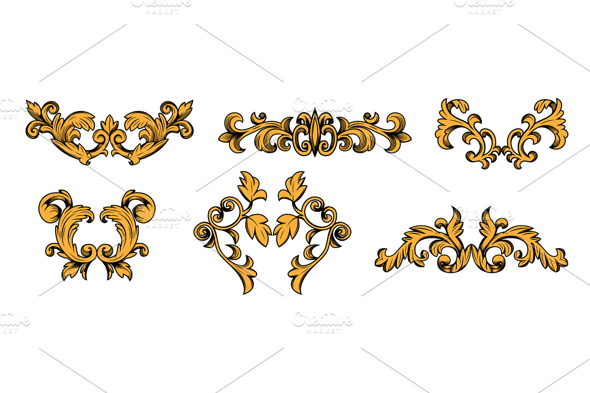 Baroque flourish ornaments set, an Illustration by art PVP - market
