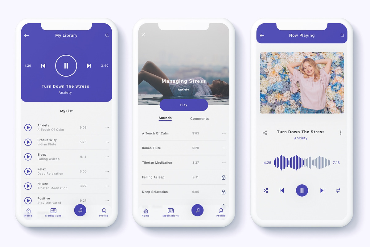 Meditation & ASMR App Ui Kit, an UI Kit Template by Betush (Photo 2 of 6)